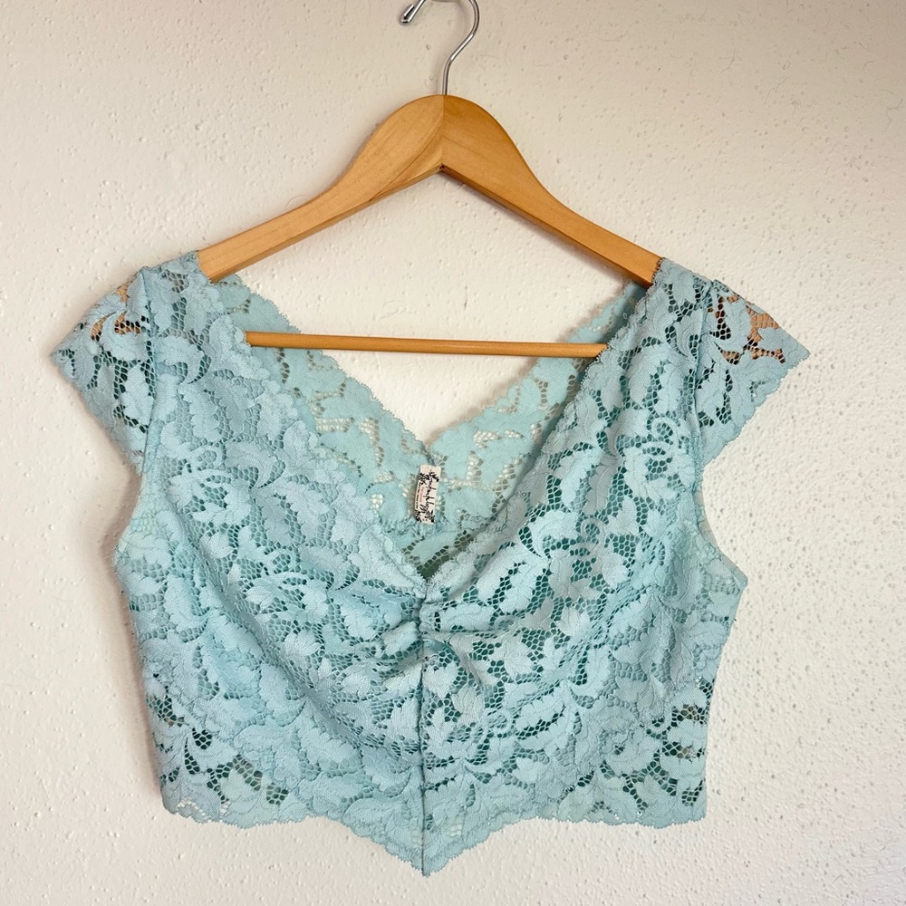Free People Intimately Light Blue Lace Bralette/Crop Top - Size Small